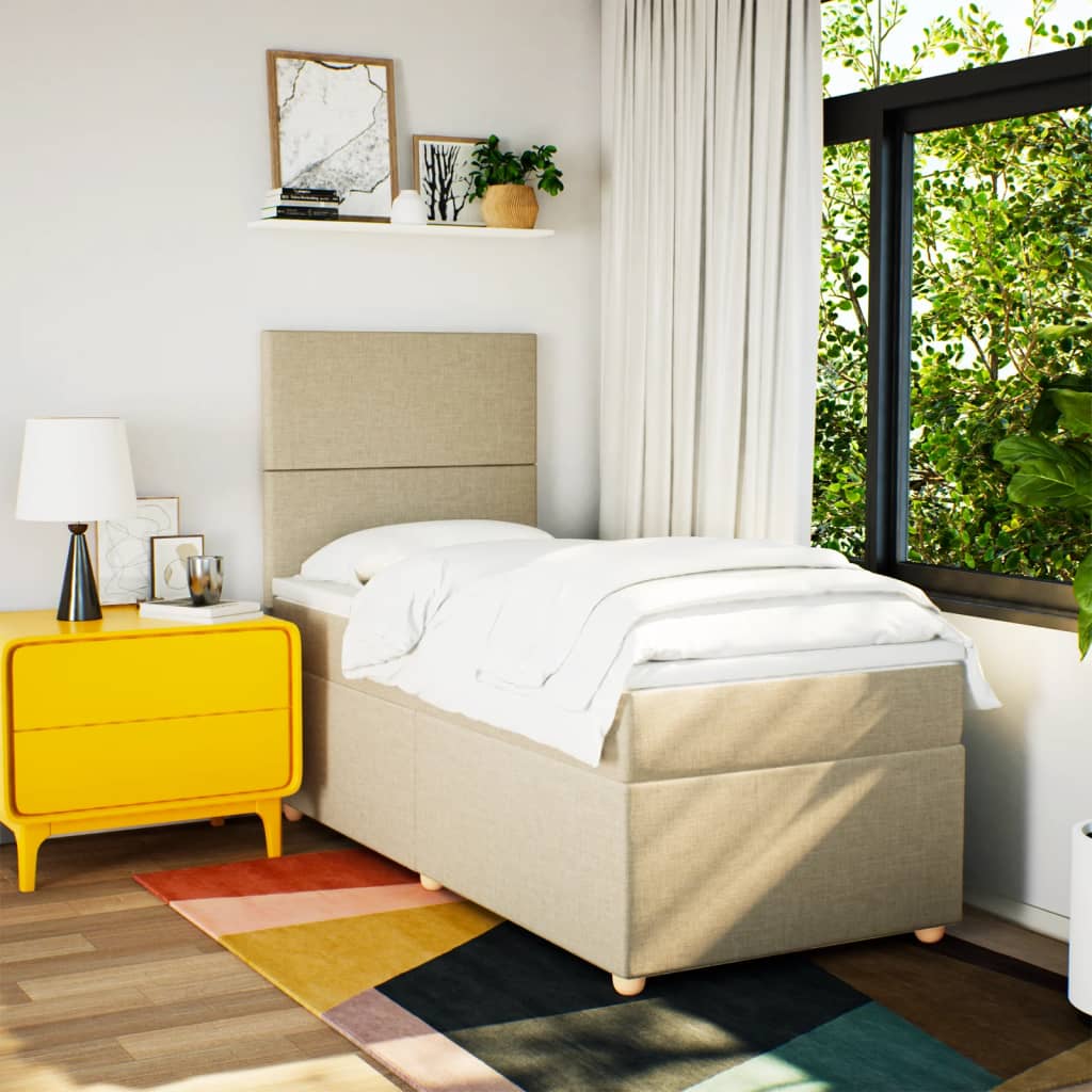 Κρεβάτι Boxspring με Στρώμα Κρεμ 100 x 200 εκ. Υφασμάτινο