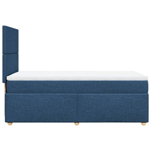 Κρεβάτι Boxspring με Στρώμα Μπλε 100 x 200 εκ. Υφασμάτινο