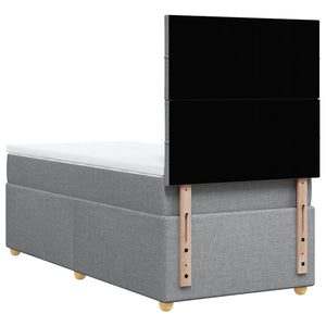 Κρεβάτι Boxspring με Στρώμα Ανοιχτό Γκρι 100x200 εκ. Υφασμάτινο