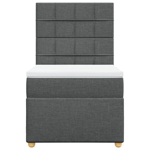 Κρεβάτι Boxspring με Στρώμα Σκούρο Γκρι 100x200 εκ. Υφασμάτινο - Pakobazaar