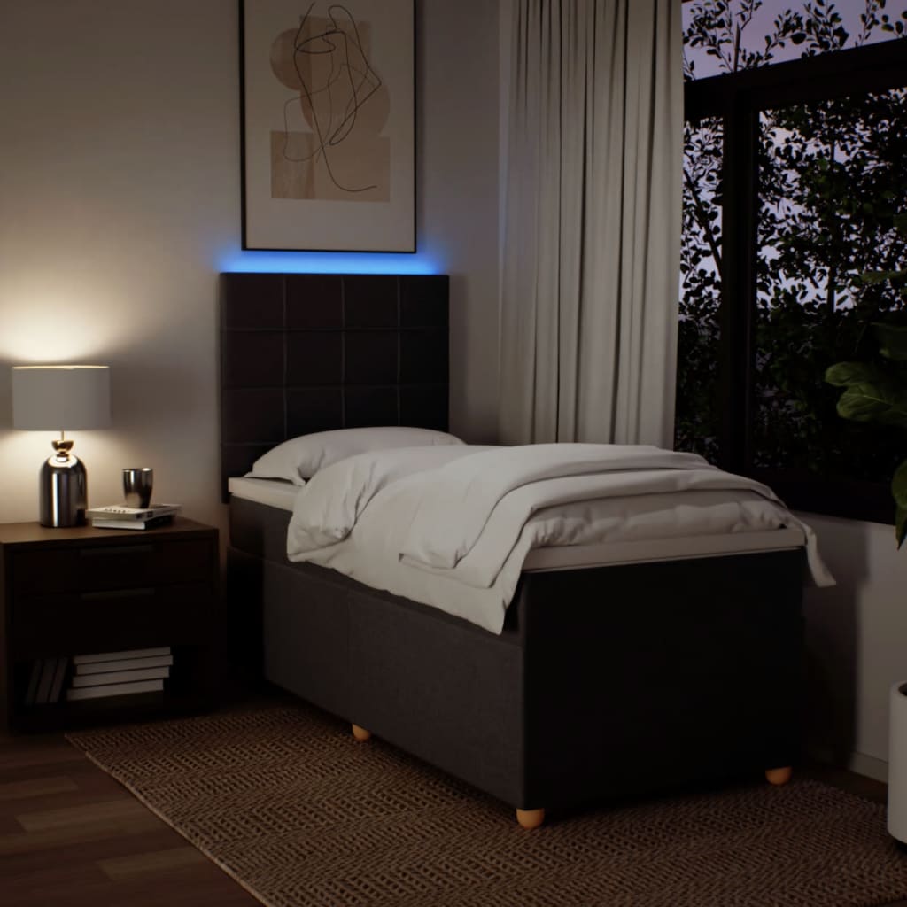 Κρεβάτι Boxspring με Στρώμα Σκούρο Καφέ 100x200 εκ. Υφασμάτινο - Pakobazaar