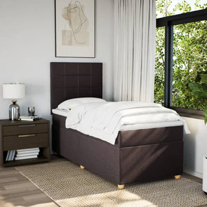 Κρεβάτι Boxspring με Στρώμα Σκούρο Καφέ 100x200 εκ. Υφασμάτινο - Pakobazaar
