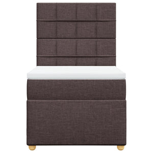 Κρεβάτι Boxspring με Στρώμα Σκούρο Καφέ 100x200 εκ. Υφασμάτινο - Pakobazaar