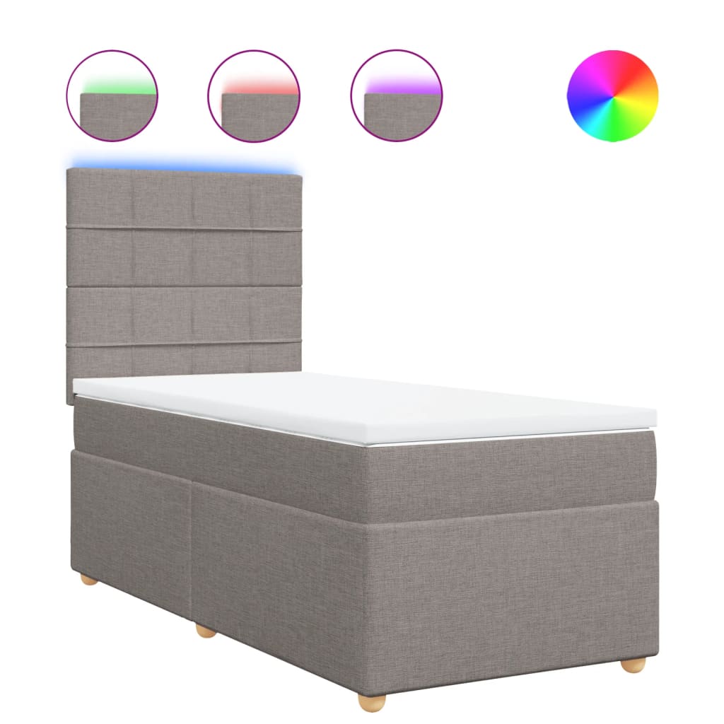 Κρεβάτι Boxspring με Στρώμα Taupe 100 x 200 εκ. Υφασμάτινο - Pakobazaar