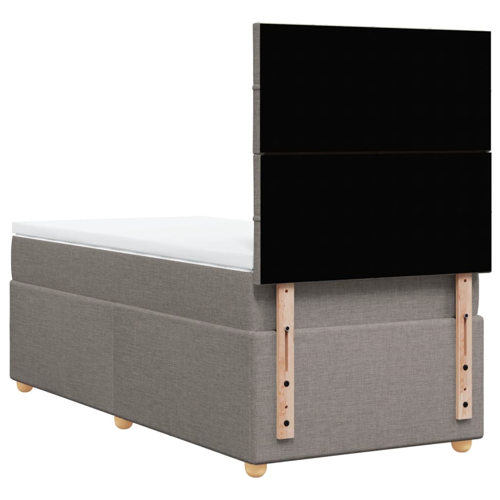 Κρεβάτι Boxspring με Στρώμα Taupe 100 x 200 εκ. Υφασμάτινο - Pakobazaar