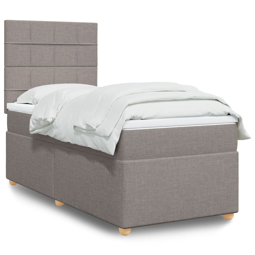 Κρεβάτι Boxspring με Στρώμα Taupe 100 x 200 εκ. Υφασμάτινο - Pakobazaar
