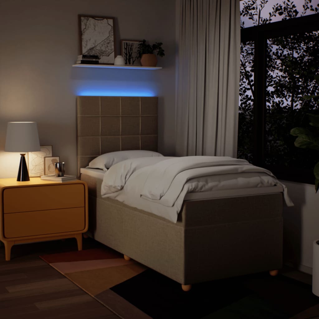 Κρεβάτι Boxspring με Στρώμα Κρεμ 100 x 200 εκ. Υφασμάτινο