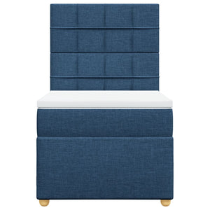 Κρεβάτι Boxspring με Στρώμα Μπλε 100 x 200 εκ. Υφασμάτινο - Pakobazaar