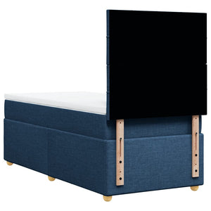 Κρεβάτι Boxspring με Στρώμα Μπλε 100 x 200 εκ. Υφασμάτινο - Pakobazaar