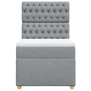 Κρεβάτι Boxspring με Στρώμα Ανοιχτό Γκρι 100x200 εκ. Υφασμάτινο - Pakobazaar
