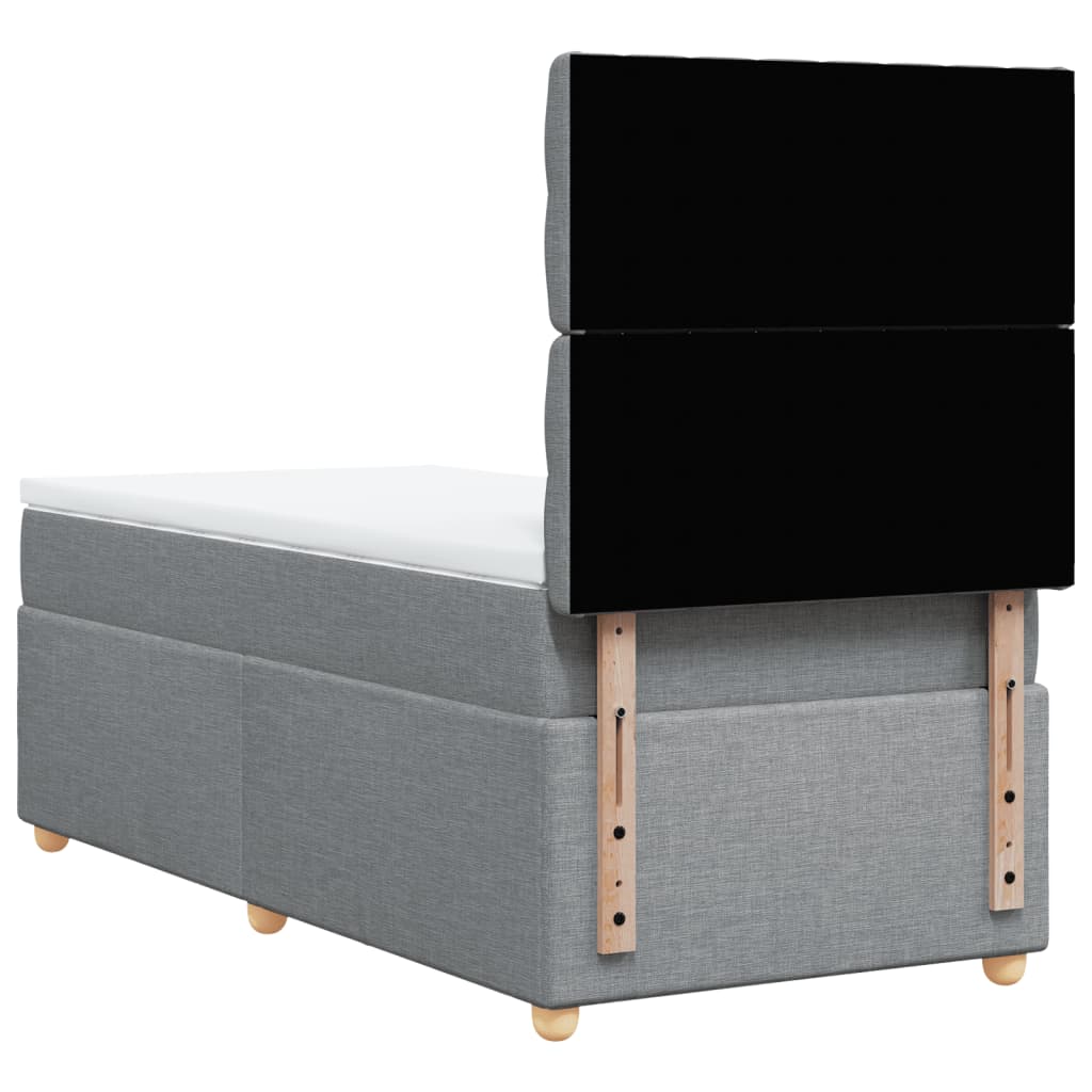Κρεβάτι Boxspring με Στρώμα Ανοιχτό Γκρι 100x200 εκ. Υφασμάτινο - Pakobazaar