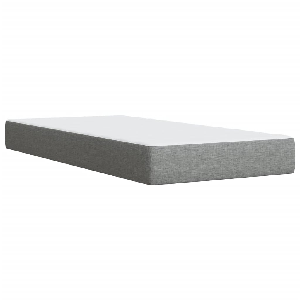 Κρεβάτι Boxspring με Στρώμα Ανοιχτό Γκρι 100x200 εκ. Υφασμάτινο - Pakobazaar