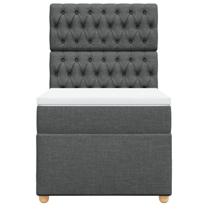 Κρεβάτι Boxspring με Στρώμα Σκούρο Γκρι 100x200 εκ. Υφασμάτινο - Pakobazaar