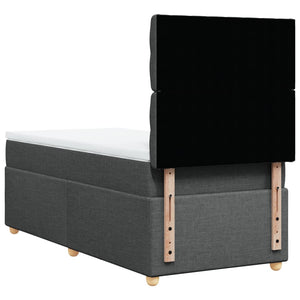 Κρεβάτι Boxspring με Στρώμα Σκούρο Γκρι 100x200 εκ. Υφασμάτινο - Pakobazaar