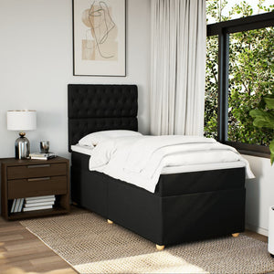 Κρεβάτι Boxspring με Στρώμα Μαύρο 100 x 200 εκ. Υφασμάτινο - Pakobazaar