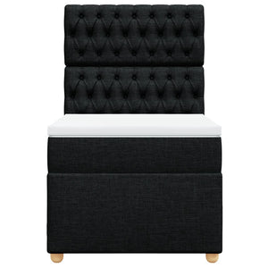 Κρεβάτι Boxspring με Στρώμα Μαύρο 100 x 200 εκ. Υφασμάτινο - Pakobazaar