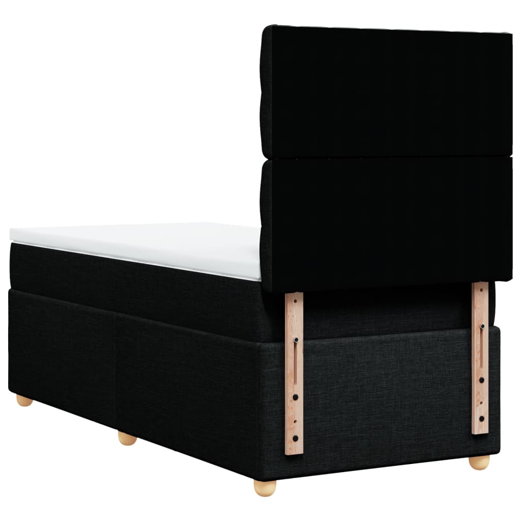 Κρεβάτι Boxspring με Στρώμα Μαύρο 100 x 200 εκ. Υφασμάτινο - Pakobazaar