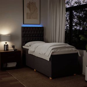 Κρεβάτι Boxspring με Στρώμα Σκούρο Καφέ 100x200 εκ. Υφασμάτινο