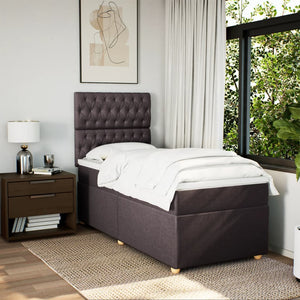 Κρεβάτι Boxspring με Στρώμα Σκούρο Καφέ 100x200 εκ. Υφασμάτινο