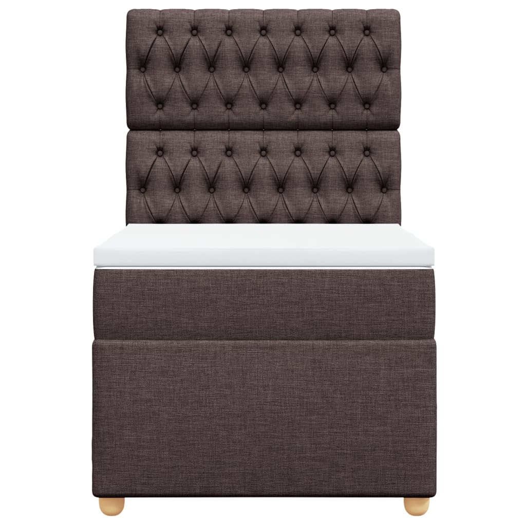 Κρεβάτι Boxspring με Στρώμα Σκούρο Καφέ 100x200 εκ. Υφασμάτινο