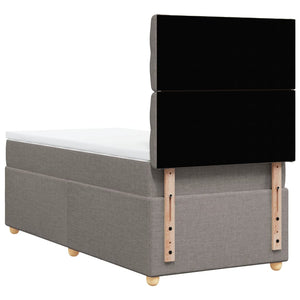 Κρεβάτι Boxspring με Στρώμα Taupe 100 x 200 εκ. Υφασμάτινο