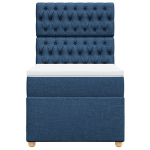 Κρεβάτι Boxspring με Στρώμα Μπλε 100 x 200 εκ. Υφασμάτινο