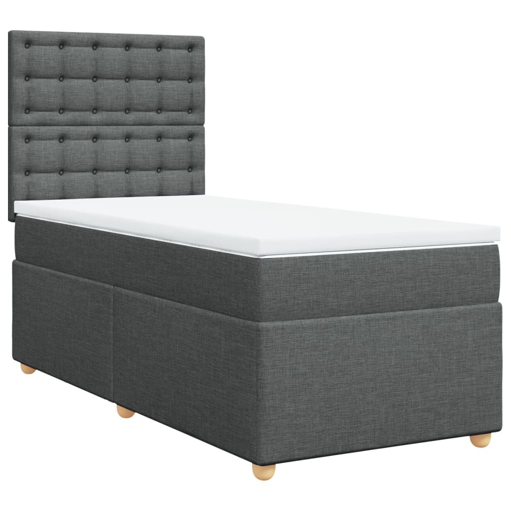 Κρεβάτι Boxspring με Στρώμα Σκούρο Γκρι 100x200 εκ. Υφασμάτινο - Pakobazaar