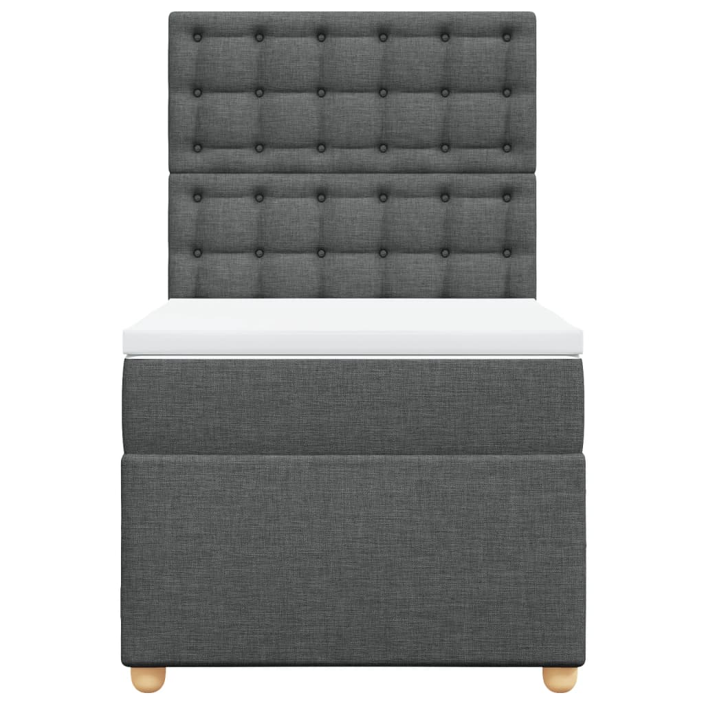 Κρεβάτι Boxspring με Στρώμα Σκούρο Γκρι 100x200 εκ. Υφασμάτινο - Pakobazaar