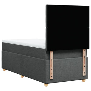 Κρεβάτι Boxspring με Στρώμα Σκούρο Γκρι 100x200 εκ. Υφασμάτινο - Pakobazaar