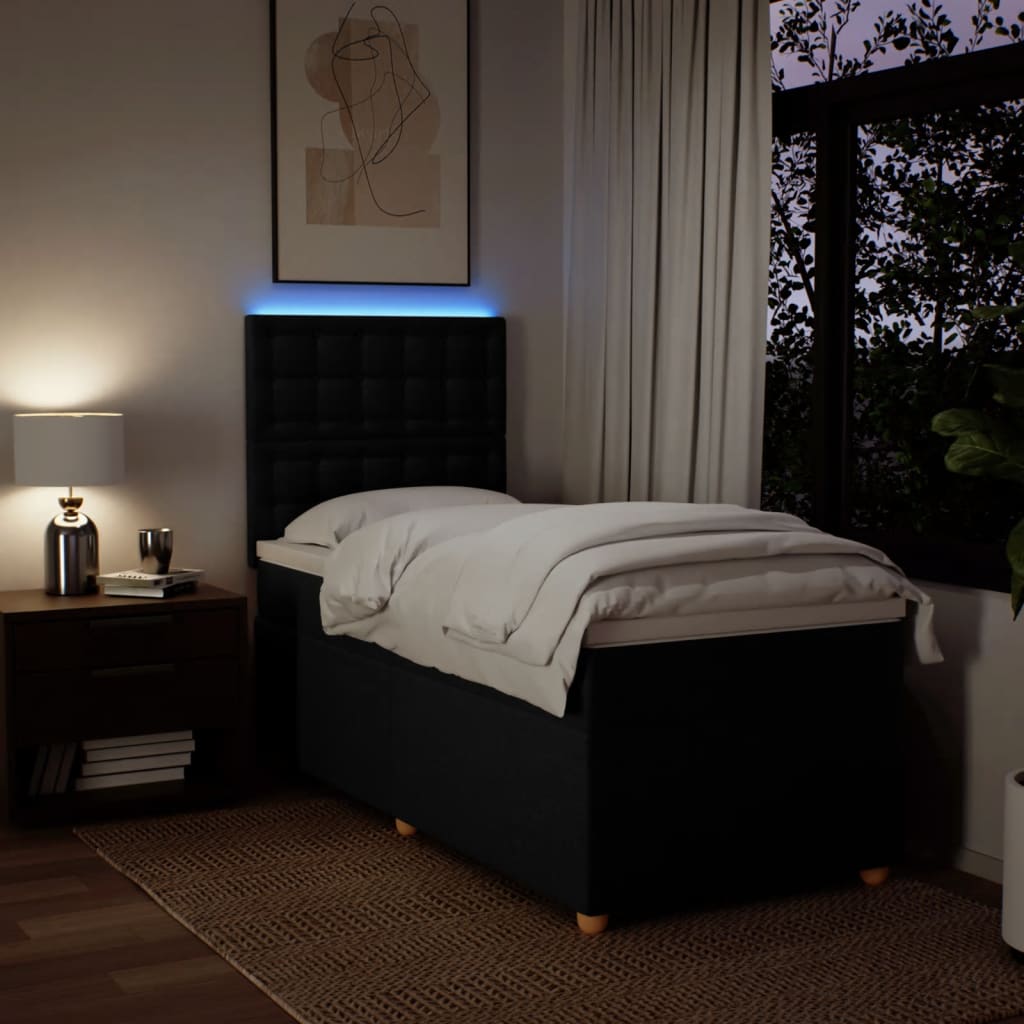 Κρεβάτι Boxspring με Στρώμα Μαύρο 100 x 200 εκ. Υφασμάτινο - Pakobazaar