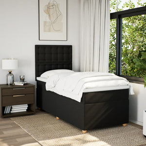 Κρεβάτι Boxspring με Στρώμα Μαύρο 100 x 200 εκ. Υφασμάτινο - Pakobazaar