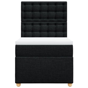 Κρεβάτι Boxspring με Στρώμα Μαύρο 100 x 200 εκ. Υφασμάτινο - Pakobazaar