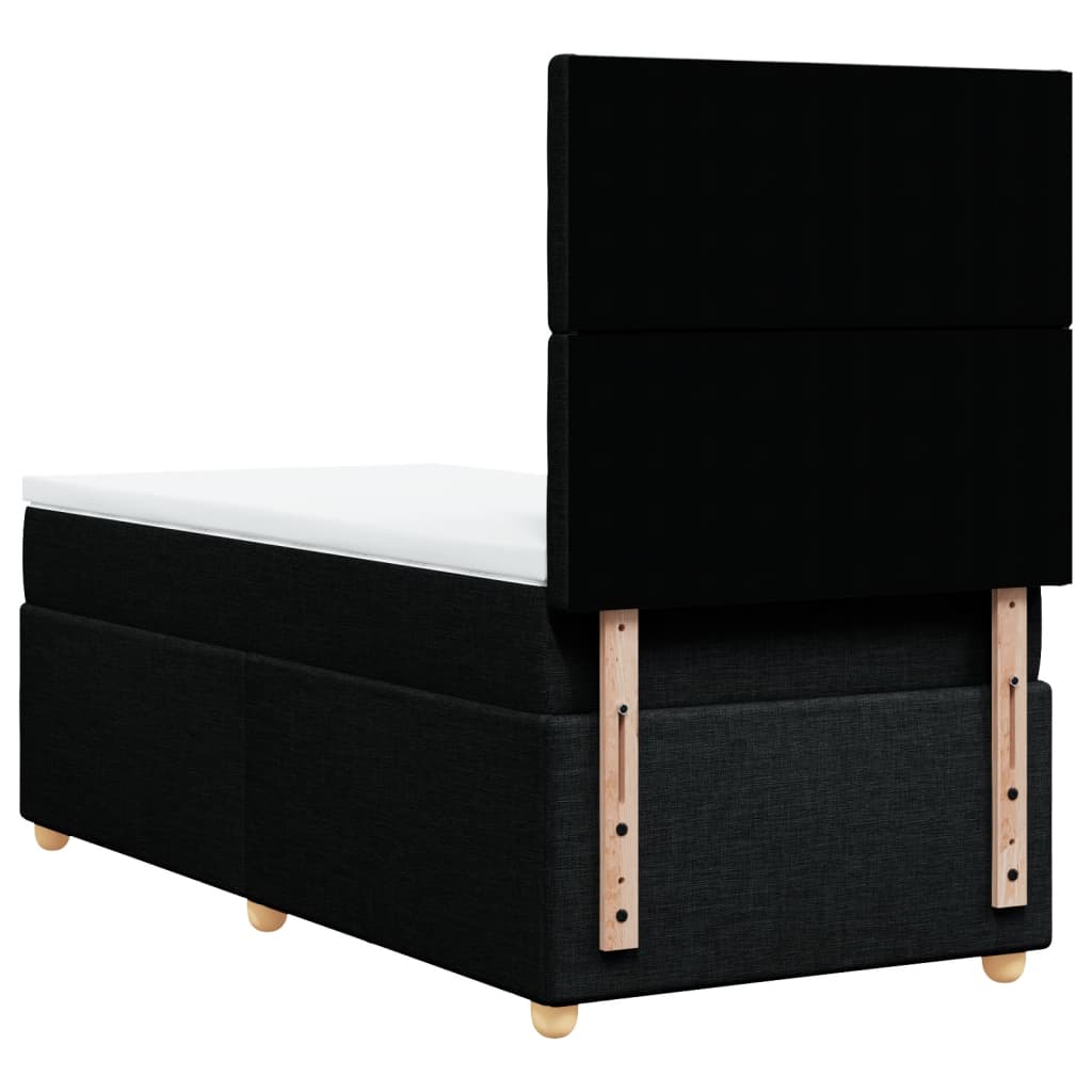 Κρεβάτι Boxspring με Στρώμα Μαύρο 100 x 200 εκ. Υφασμάτινο - Pakobazaar