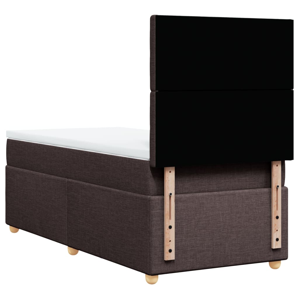 Κρεβάτι Boxspring με Στρώμα Σκούρο Καφέ 100x200 εκ. Υφασμάτινο