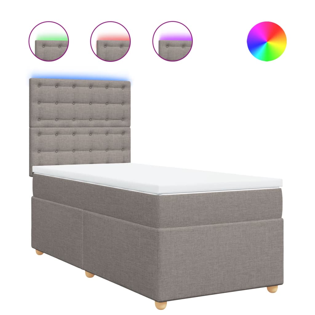 Κρεβάτι Boxspring με Στρώμα Taupe 100 x 200 εκ. Υφασμάτινο - Pakobazaar