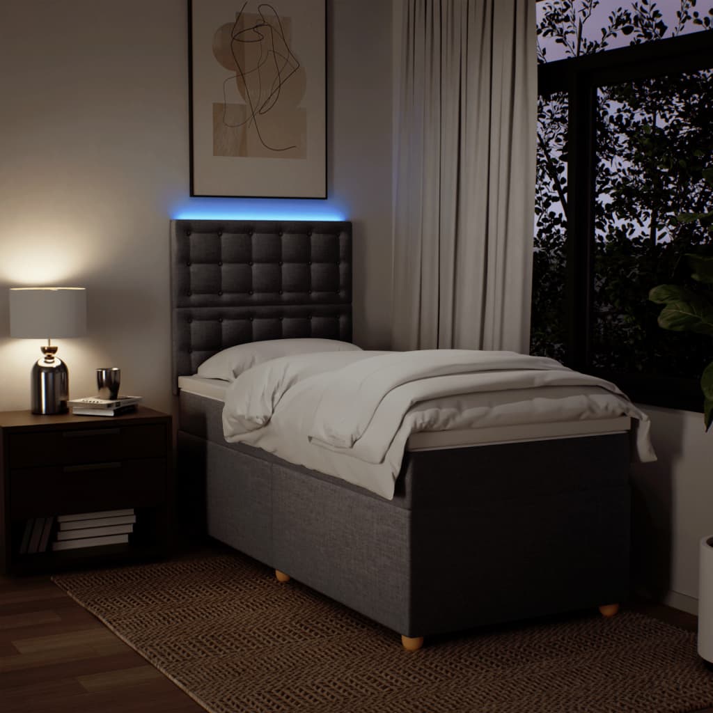 Κρεβάτι Boxspring με Στρώμα Taupe 100 x 200 εκ. Υφασμάτινο - Pakobazaar