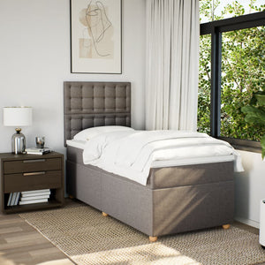 Κρεβάτι Boxspring με Στρώμα Taupe 100 x 200 εκ. Υφασμάτινο - Pakobazaar