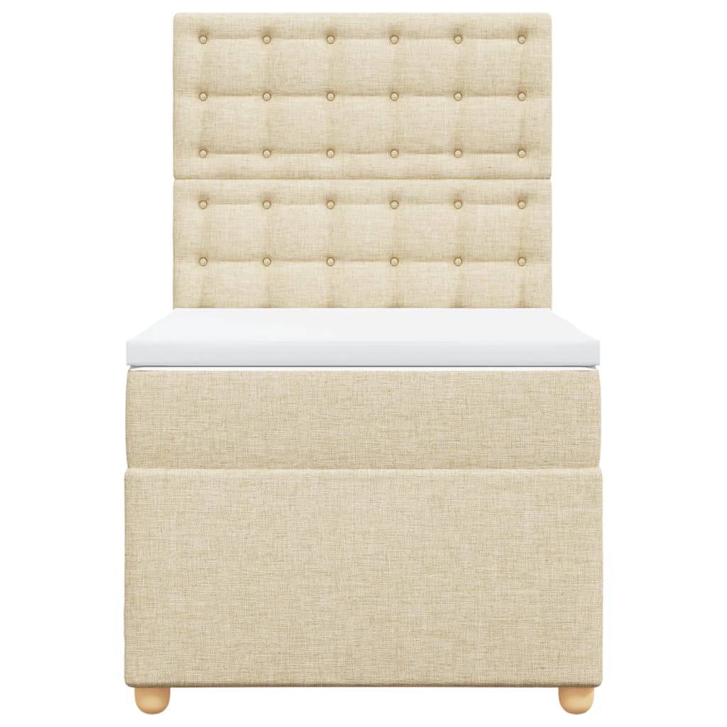 Κρεβάτι Boxspring με Στρώμα Κρεμ 100 x 200 εκ. Υφασμάτινο