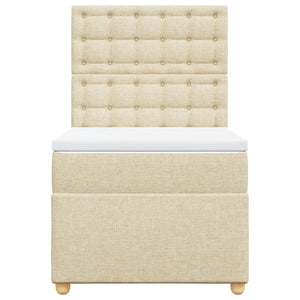 Κρεβάτι Boxspring με Στρώμα Κρεμ 100 x 200 εκ. Υφασμάτινο