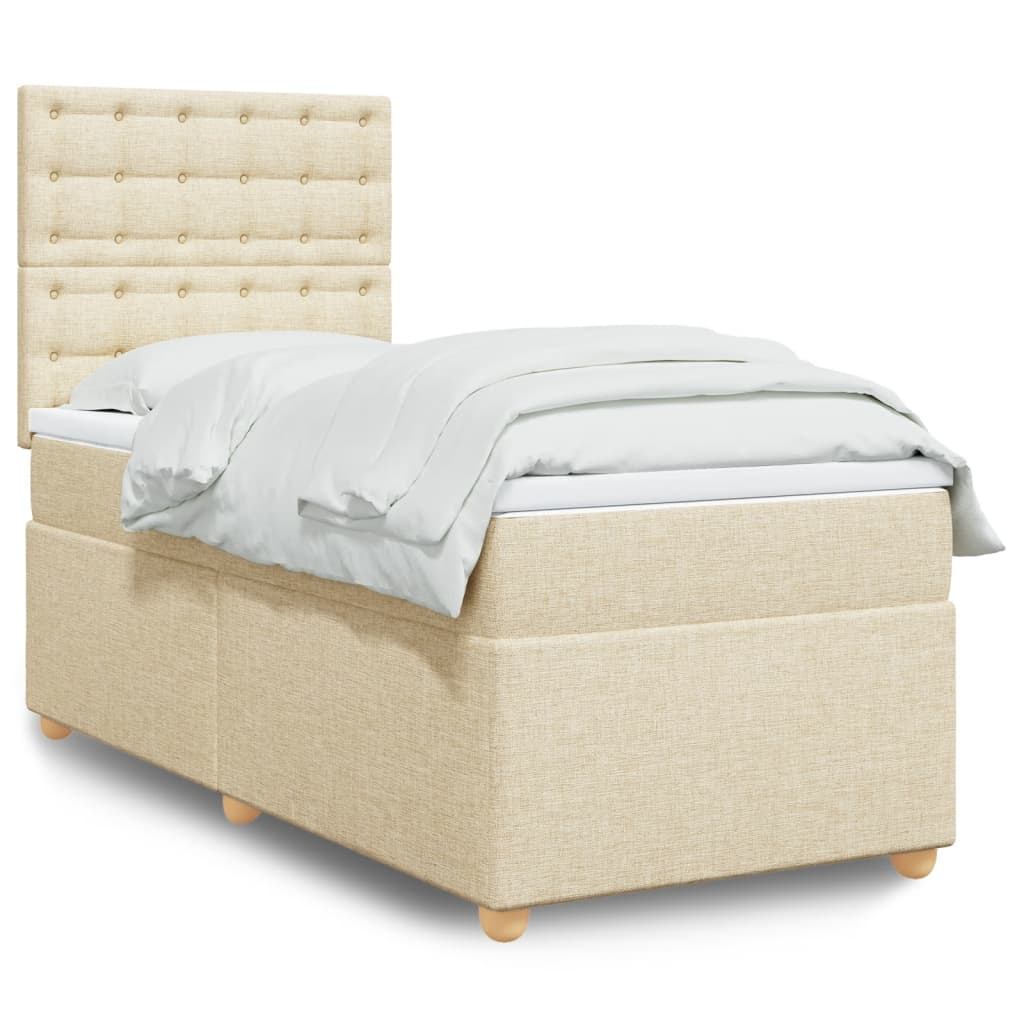 Κρεβάτι Boxspring με Στρώμα Κρεμ 100 x 200 εκ. Υφασμάτινο
