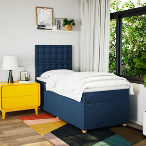 Κρεβάτι Boxspring με Στρώμα Μπλε 100 x 200 εκ. Υφασμάτινο