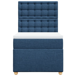 Κρεβάτι Boxspring με Στρώμα Μπλε 100 x 200 εκ. Υφασμάτινο