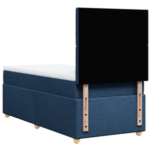 Κρεβάτι Boxspring με Στρώμα Μπλε 100 x 200 εκ. Υφασμάτινο