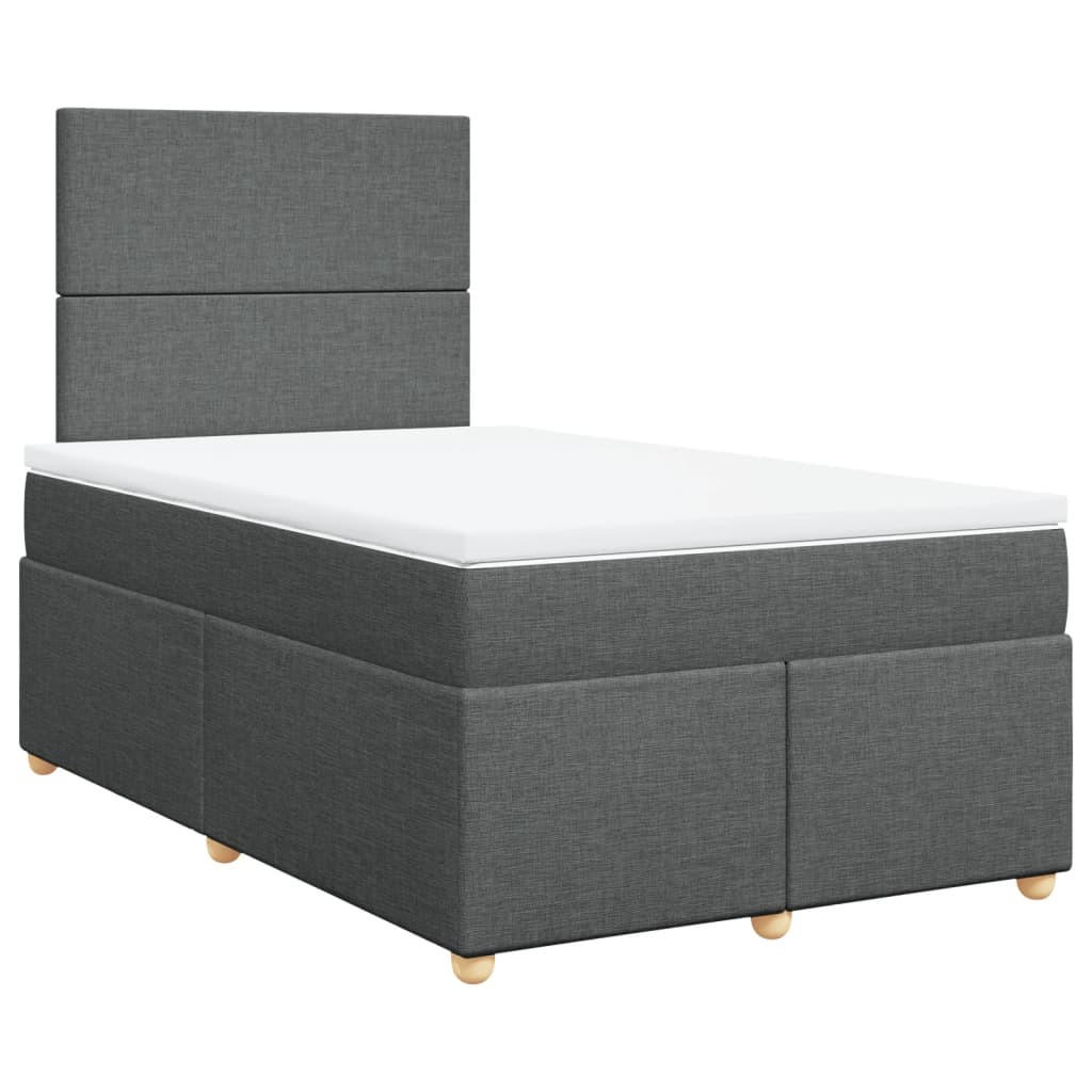 Κρεβάτι Boxspring με Στρώμα Σκούρο Γκρι 120x190 εκ Υφασμάτινο - Pakobazaar
