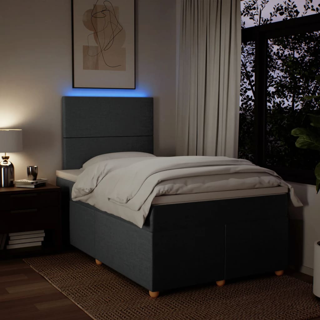 Κρεβάτι Boxspring με Στρώμα Σκούρο Γκρι 120x190 εκ Υφασμάτινο - Pakobazaar