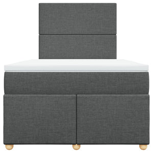 Κρεβάτι Boxspring με Στρώμα Σκούρο Γκρι 120x190 εκ Υφασμάτινο - Pakobazaar