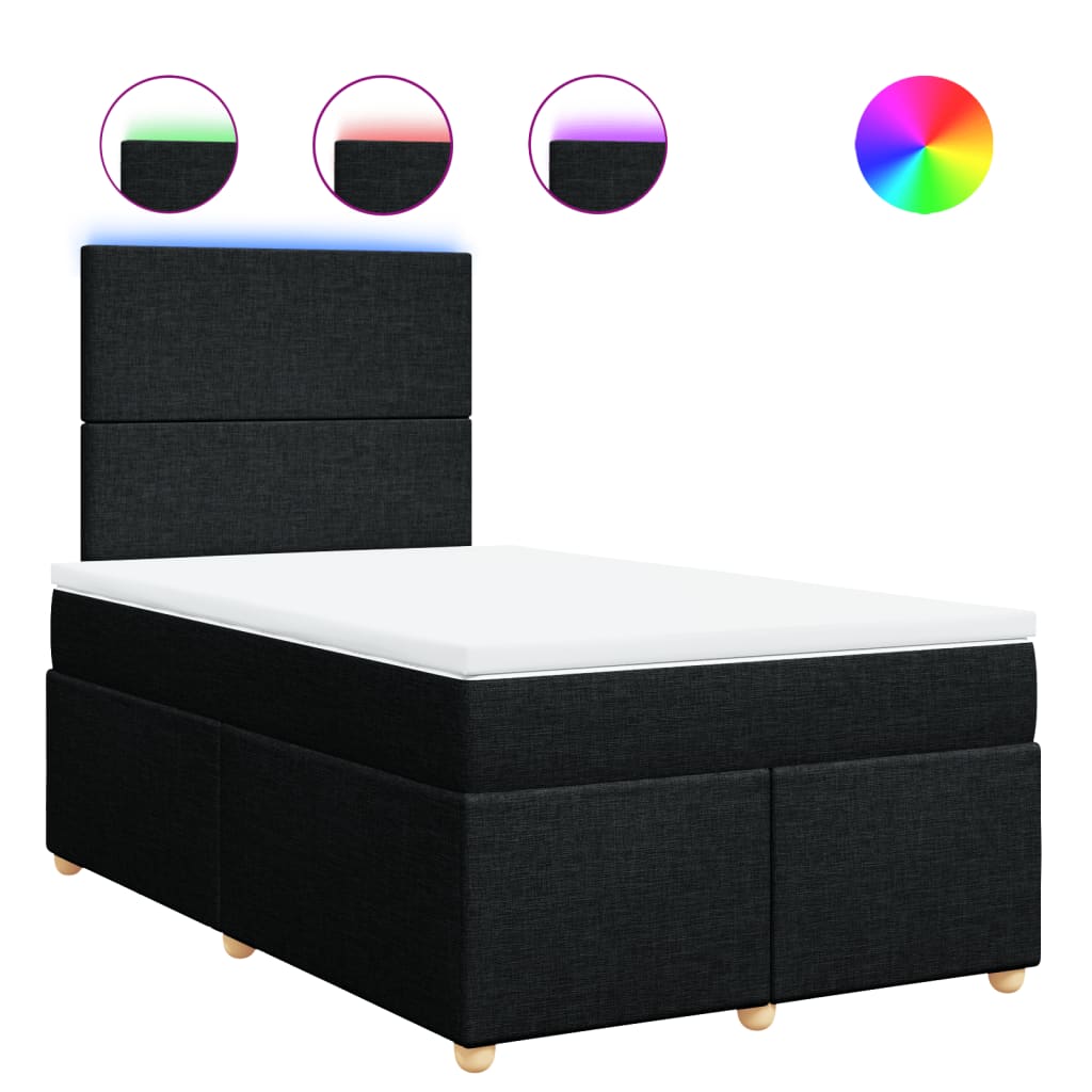 Κρεβάτι Boxspring με Στρώμα Μαύρο 120x190 εκ. Υφασμάτινο - Pakobazaar