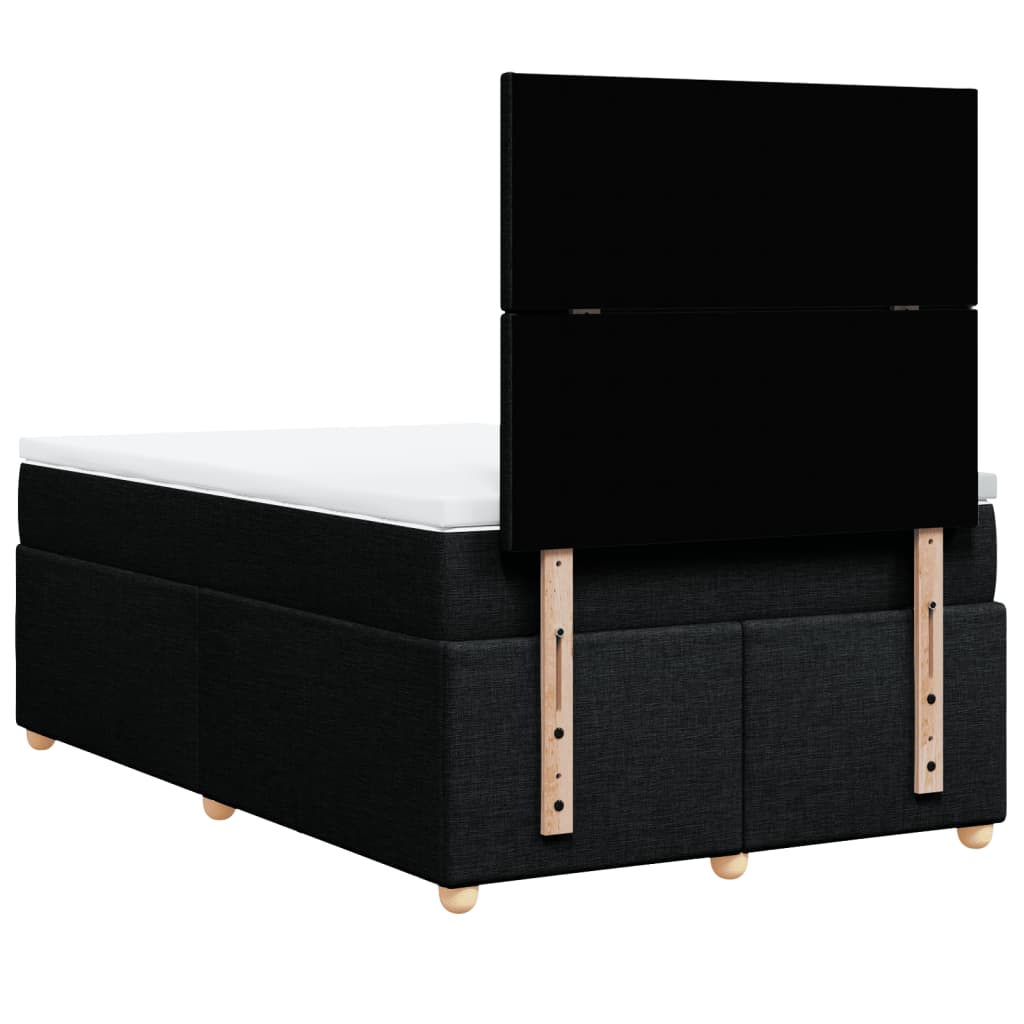 Κρεβάτι Boxspring με Στρώμα Μαύρο 120x190 εκ. Υφασμάτινο - Pakobazaar