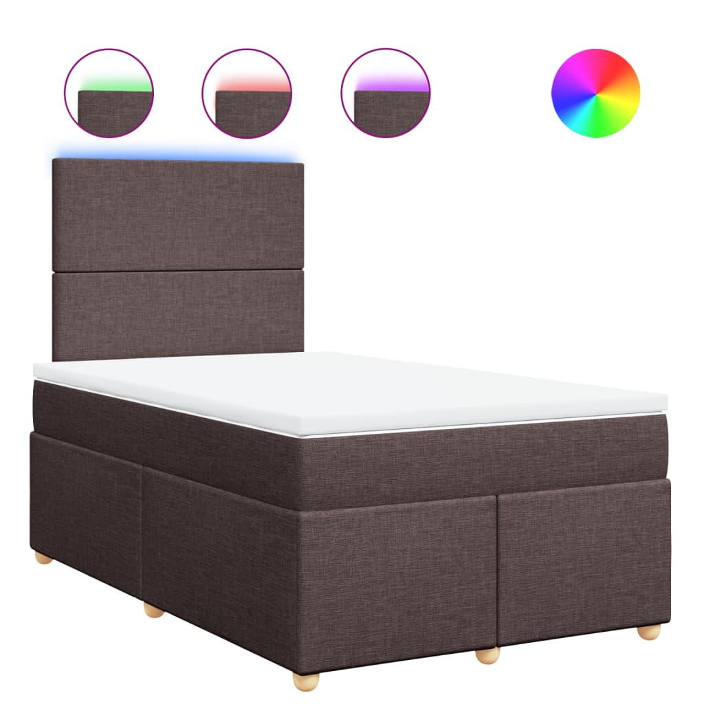 Κρεβάτι Boxspring με Στρώμα Σκούρο Καφέ 120x190 εκ Υφασμάτινο
