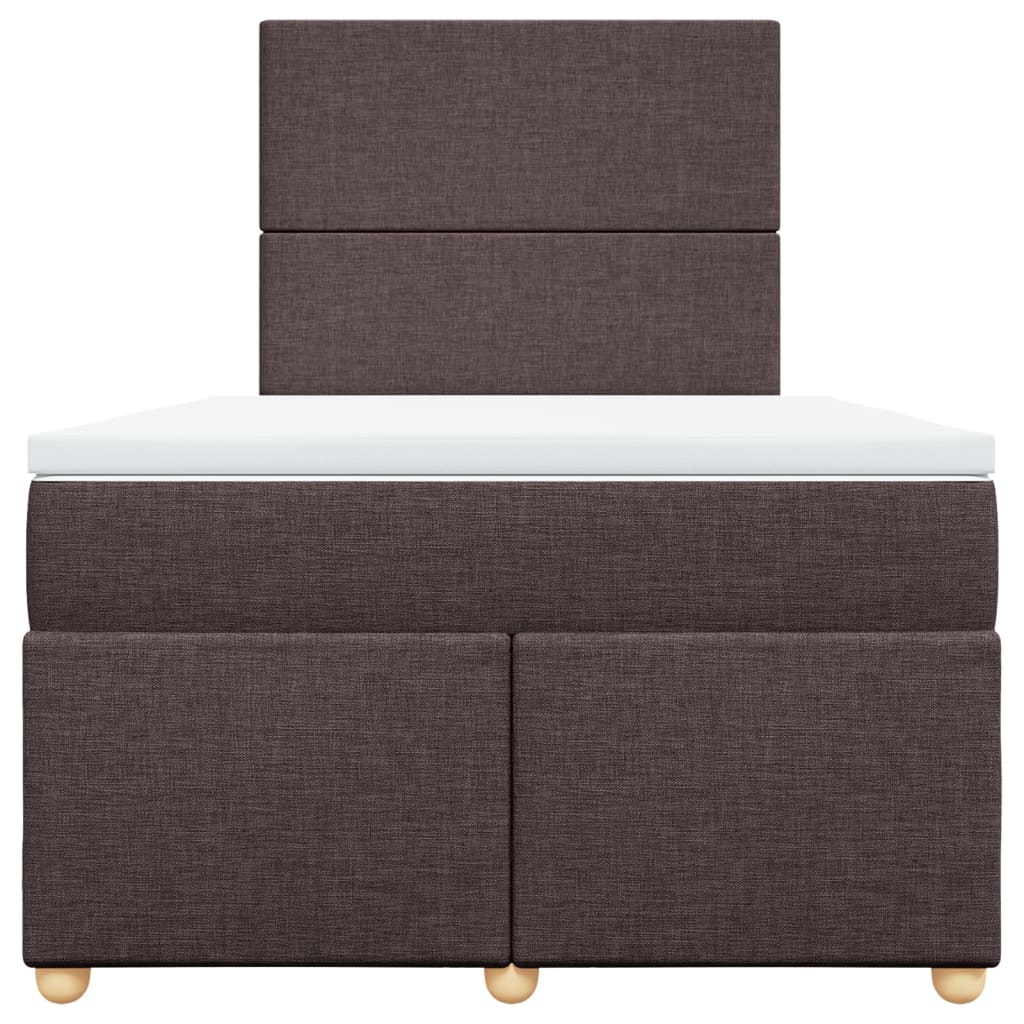 Κρεβάτι Boxspring με Στρώμα Σκούρο Καφέ 120x190 εκ Υφασμάτινο